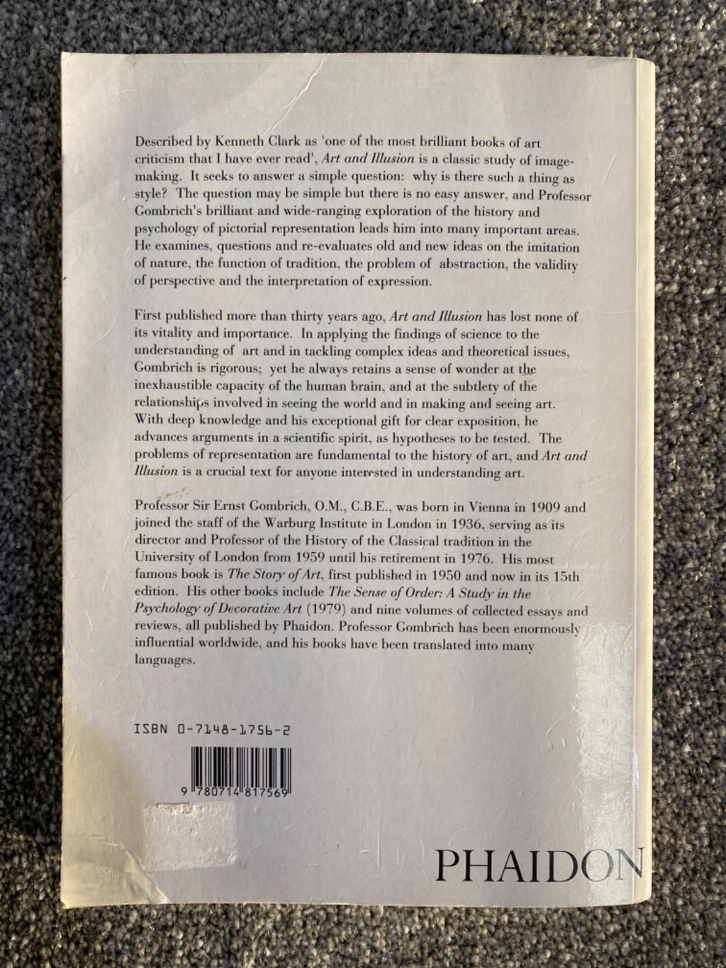 Art and illusion: a study in the psychology of pictorial representation - E. H. Gombrich