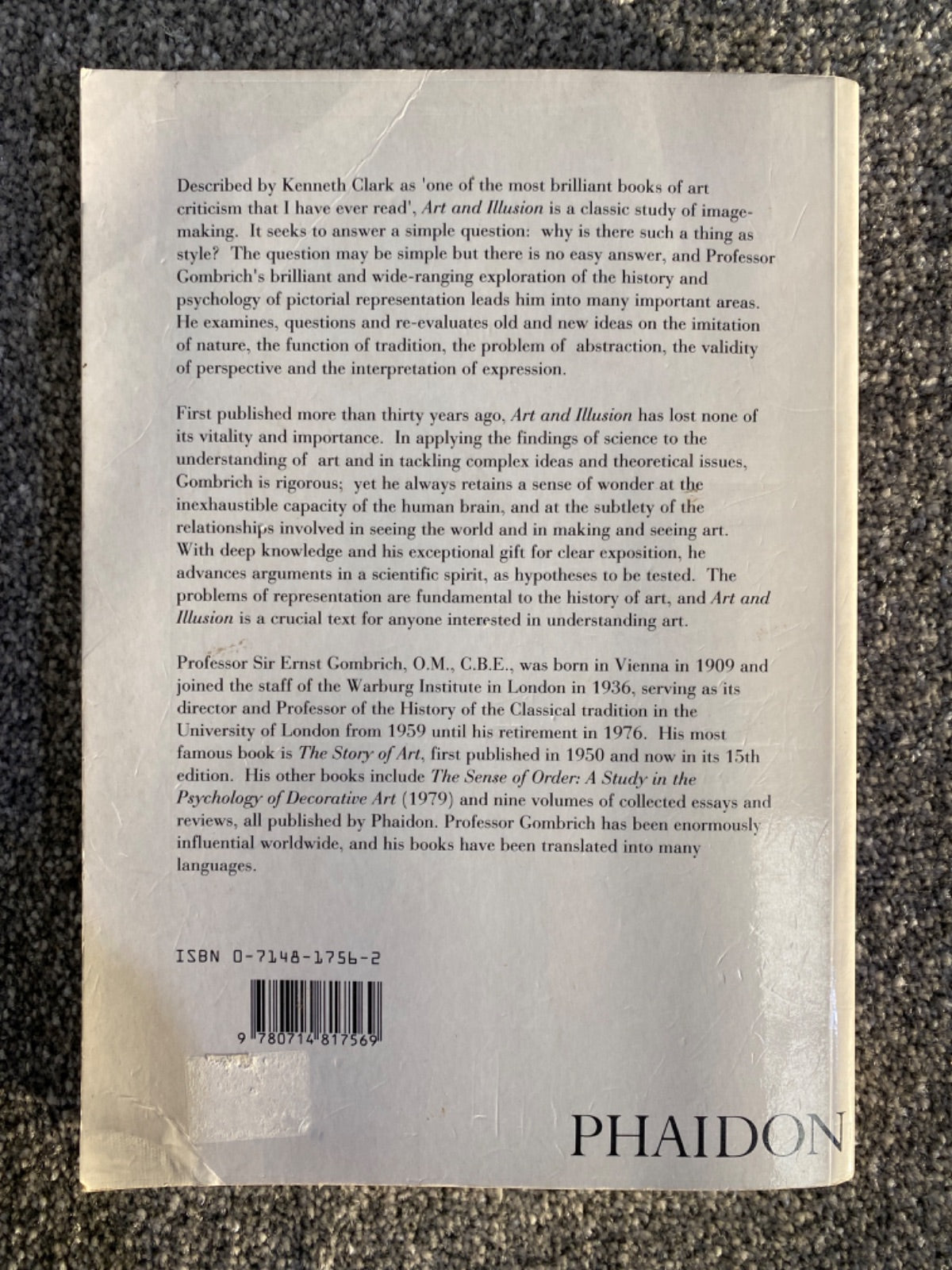 Art and illusion: a study in the psychology of pictorial representation - E. H. Gombrich