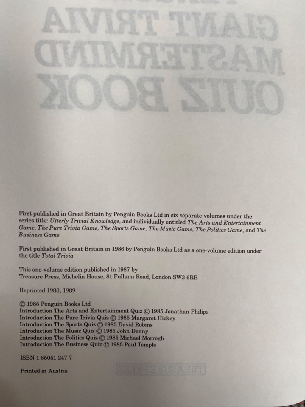 The Penguin giant trivia mastermind quiz book
