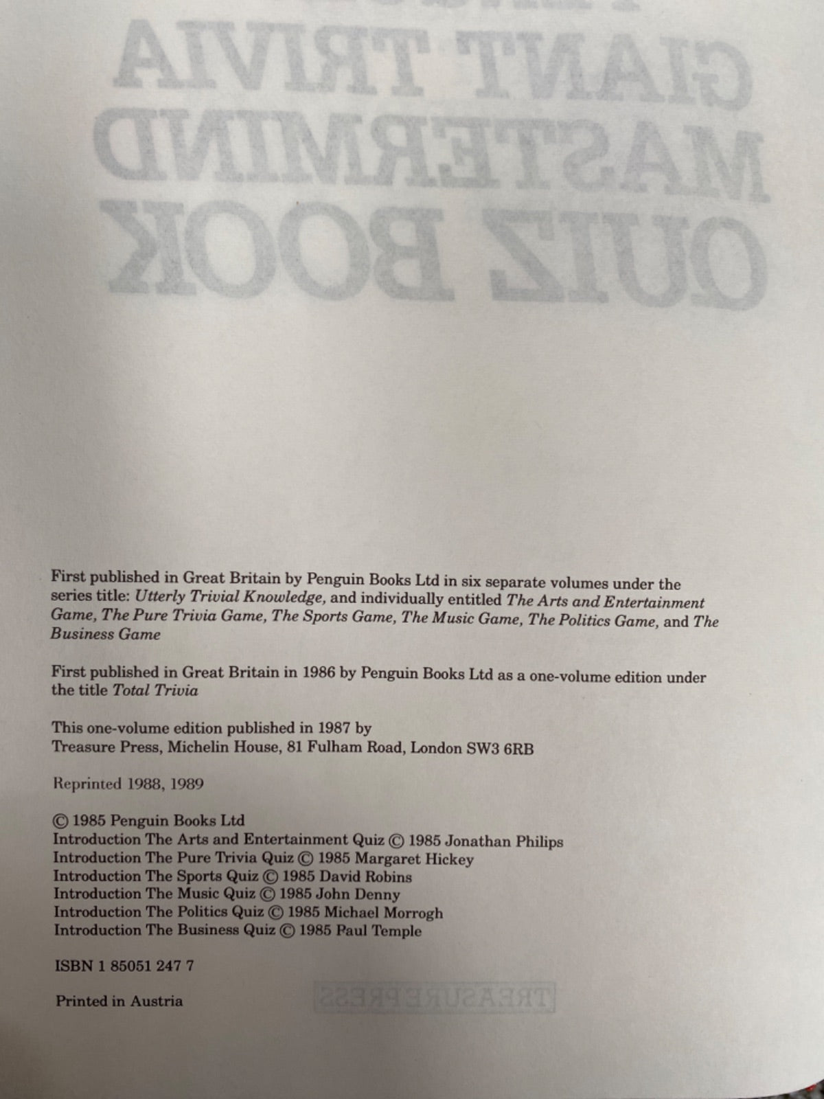 The Penguin giant trivia mastermind quiz book