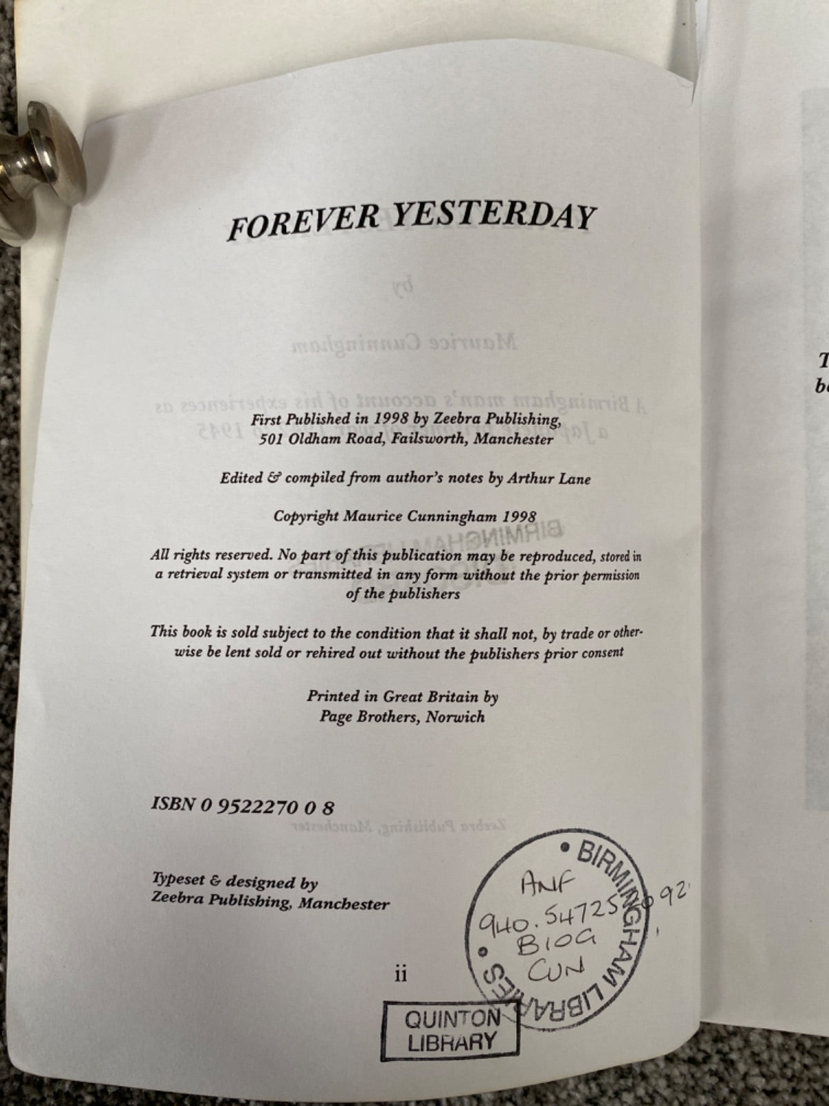 Forever Yesterday - Maurice Cunningham