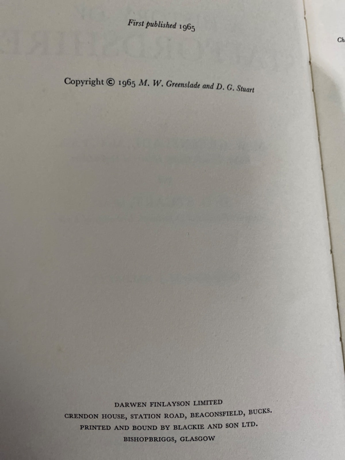 A History of Staffordshire - M. W. Greenslade and D. G. Stuart