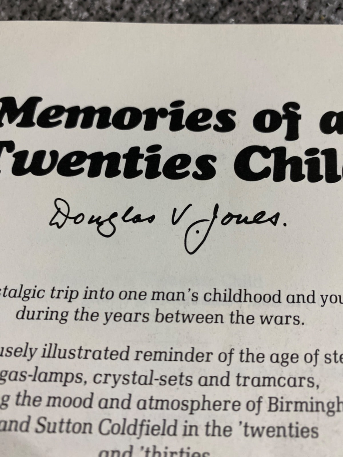 Memories of a 'twenties child - Douglas V. Jones