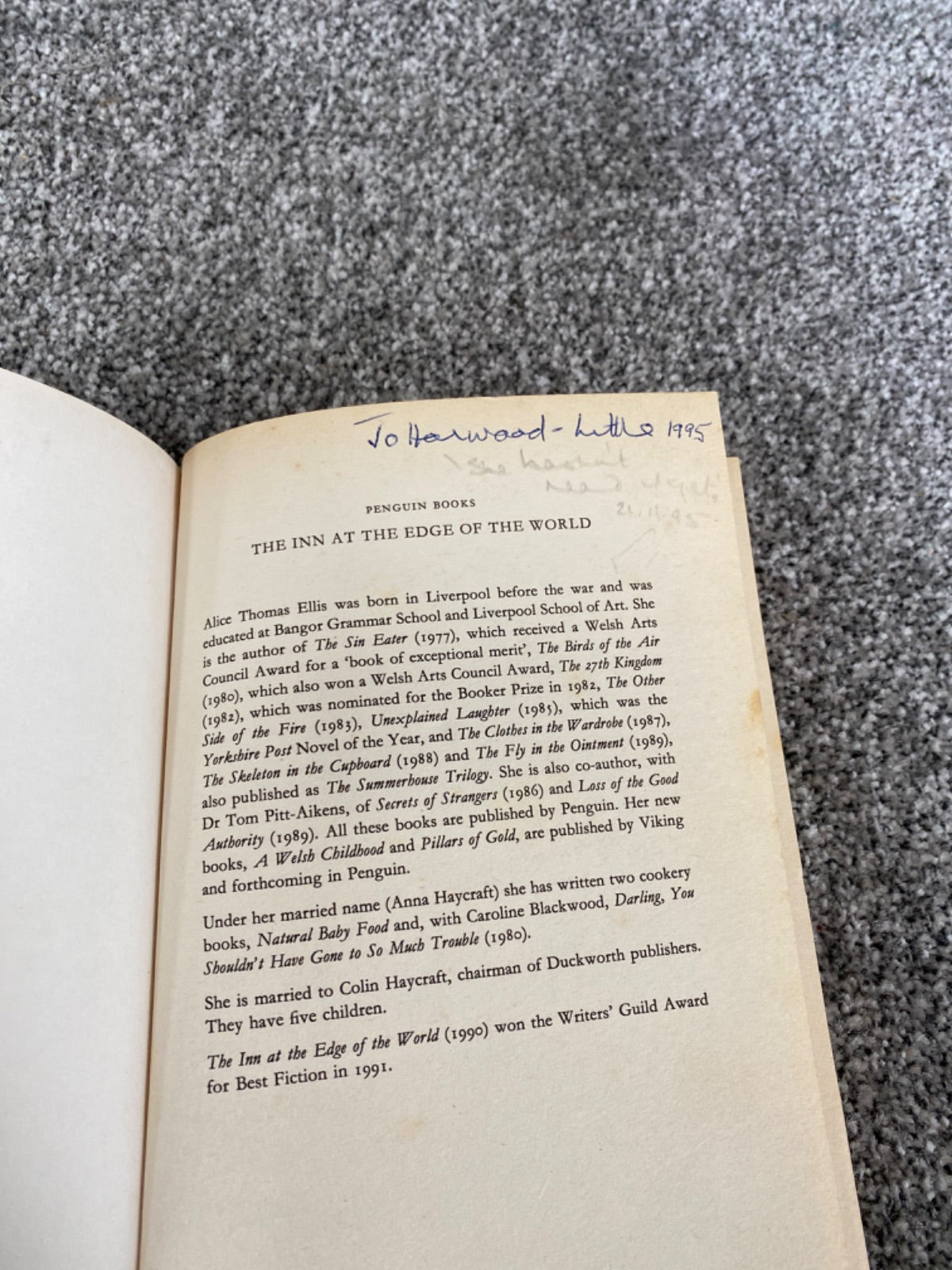 The inn at the edge of the world. - Alice Thomas Ellis