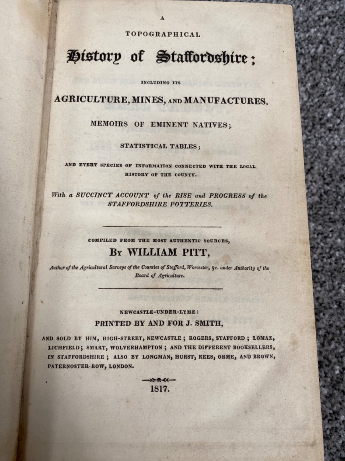 A Topographical History of Staffordshire - William Pitt
