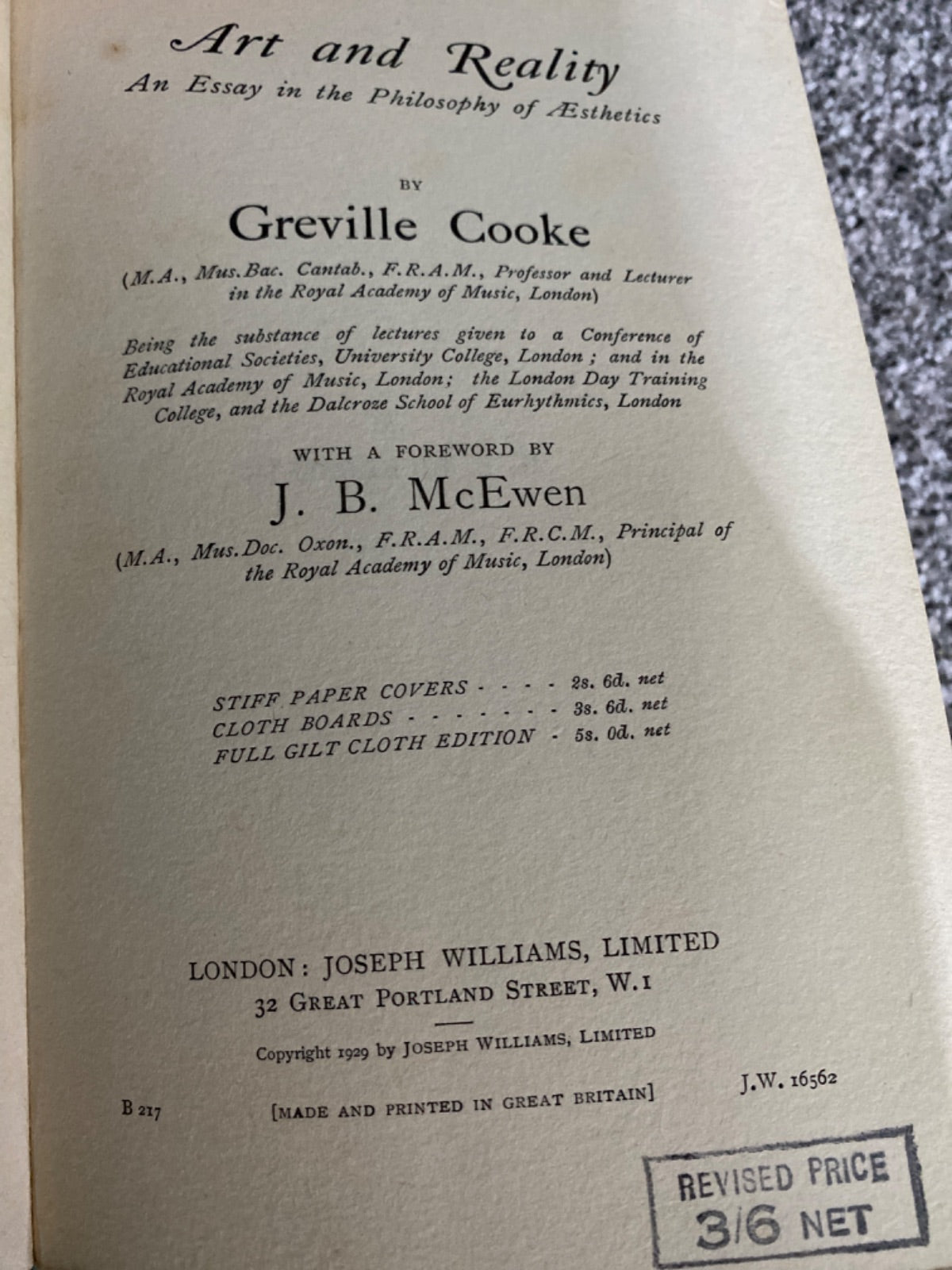 Art and Reality: An Essay in the Philosophy of Aesthetics - Greville Cooke