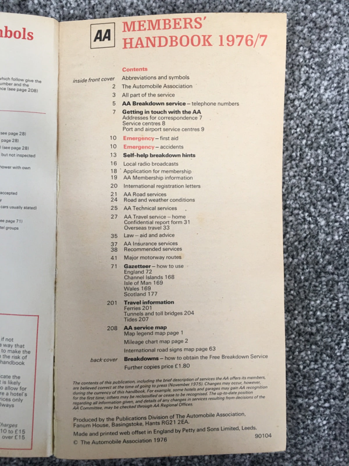 AA Members' Handbook 1976/7