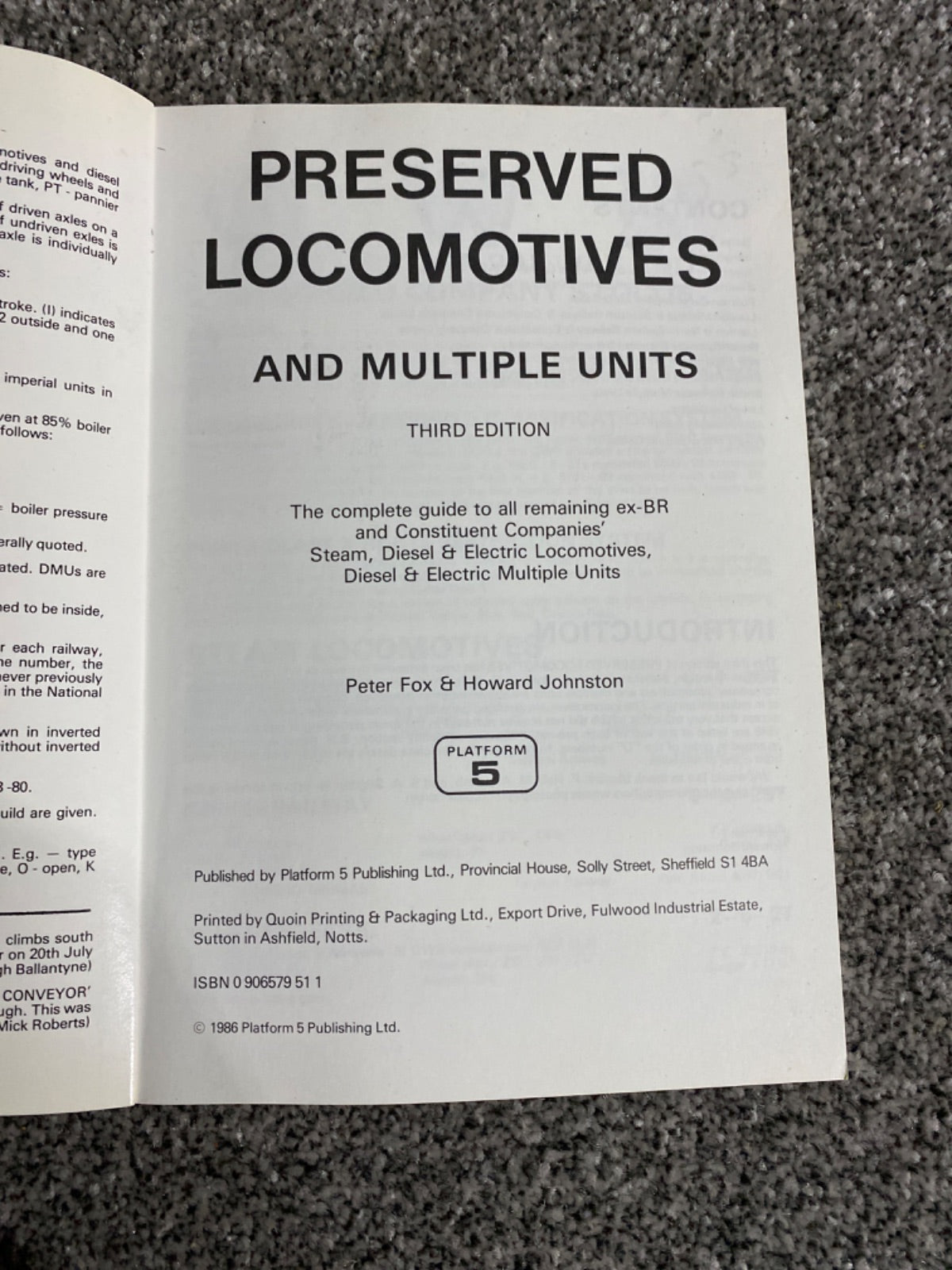 PRESERVED LOCOMOTIVES AND MULTIPLE UNITS - HOWARD JOHNSTONE PETER FOX