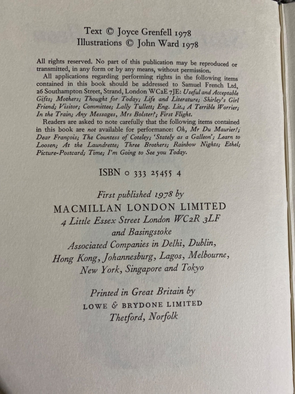 "Stately as a galleon", and other songs and sketches - Joyce Grenfell, John Ward