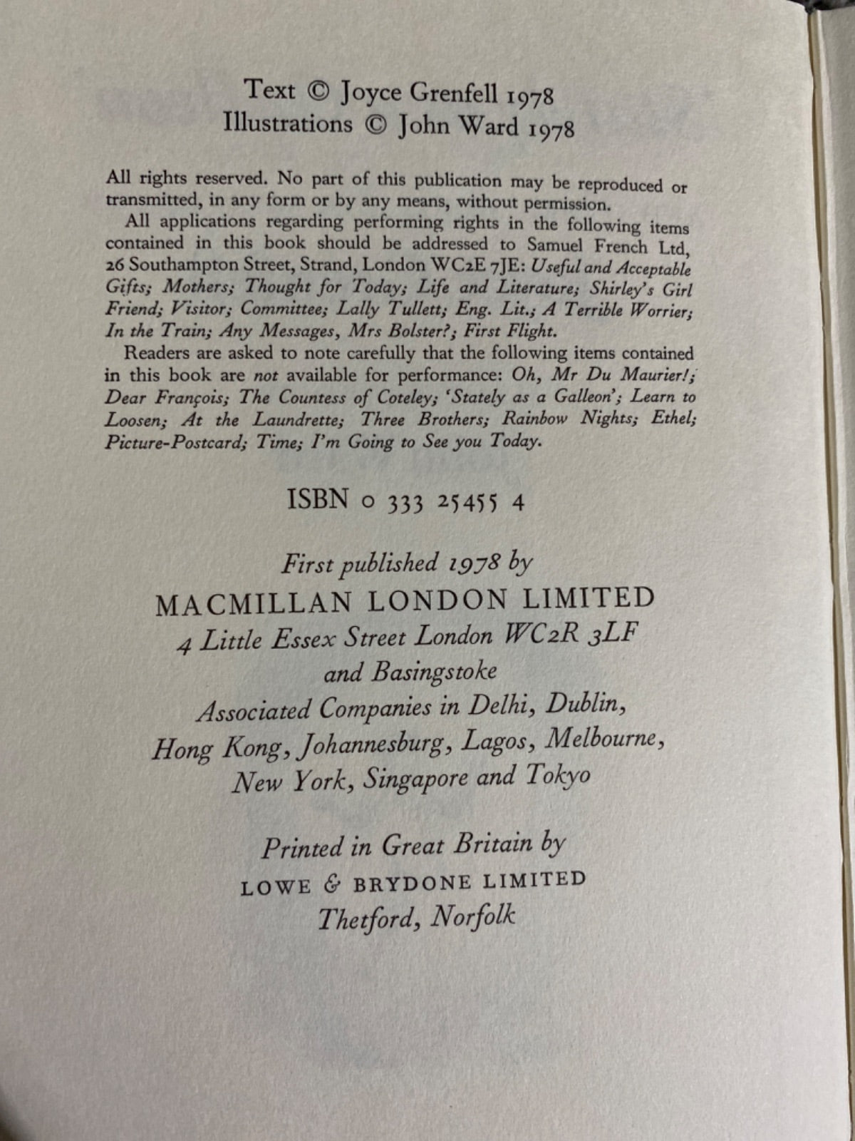 "Stately as a galleon", and other songs and sketches - Joyce Grenfell, John Ward