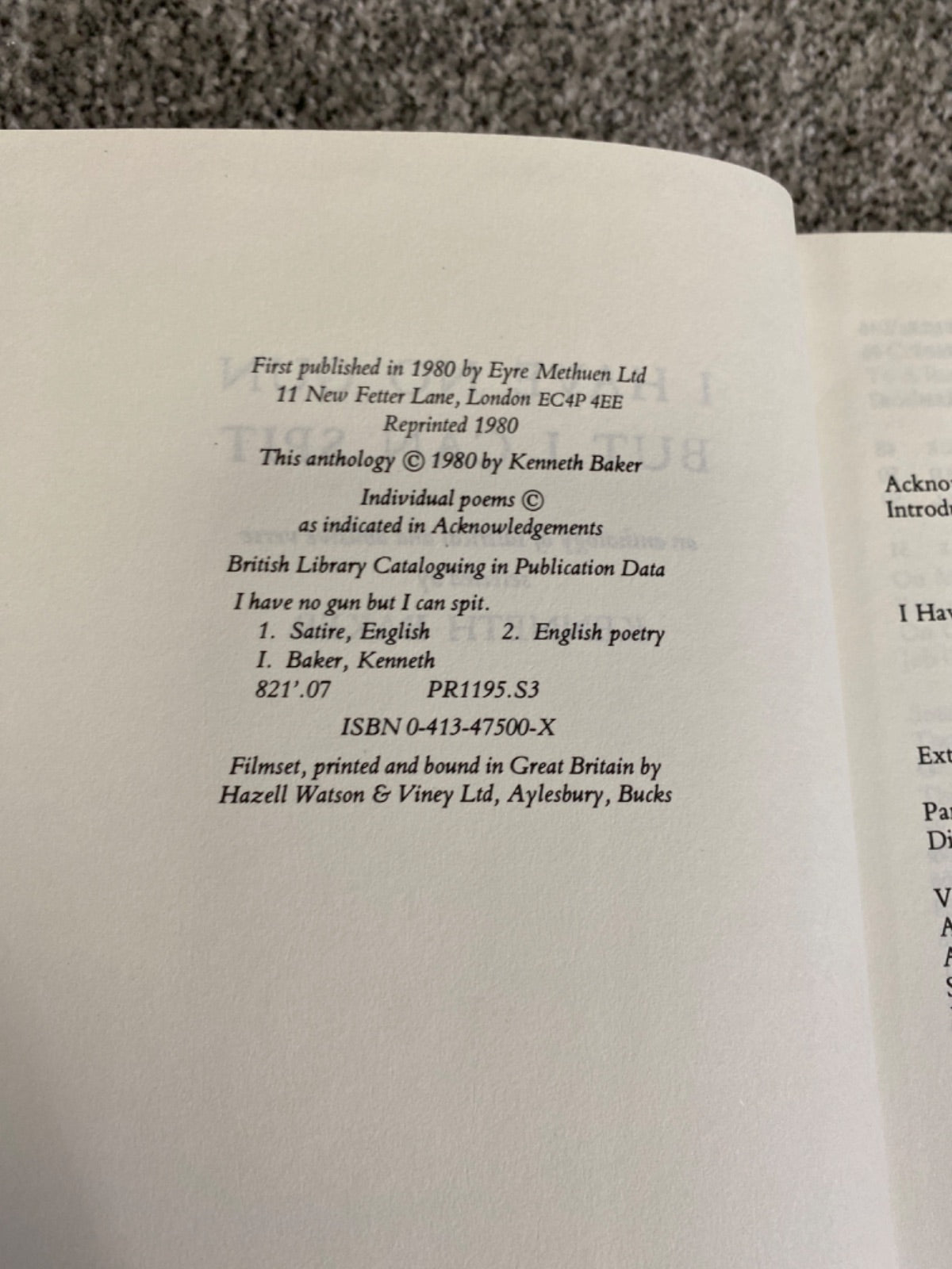 I have no gun but I can spit: an anthology of satirical and abusive verse - Baker, Kenneth