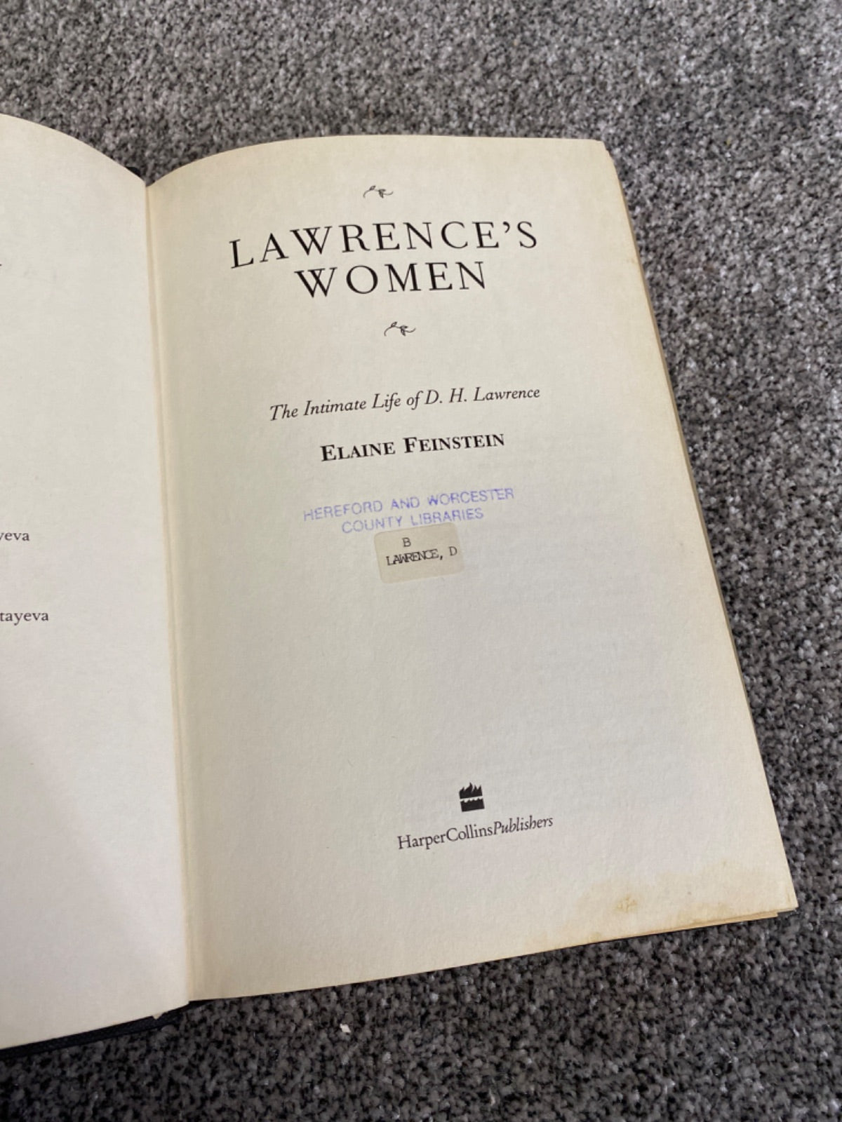 Lawrence's women: the intimate life of D.H. Lawrence - Elaine Feinstein