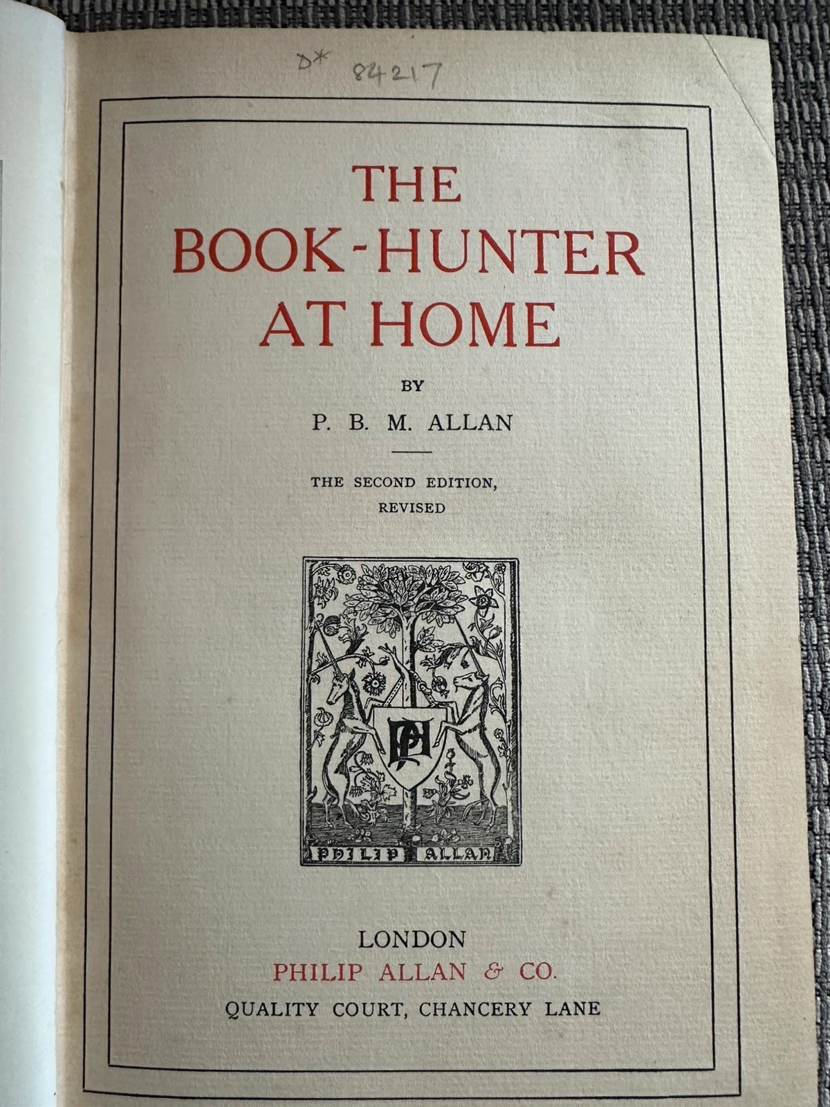 The Book-Hunter at Home - P. B. M. Allan