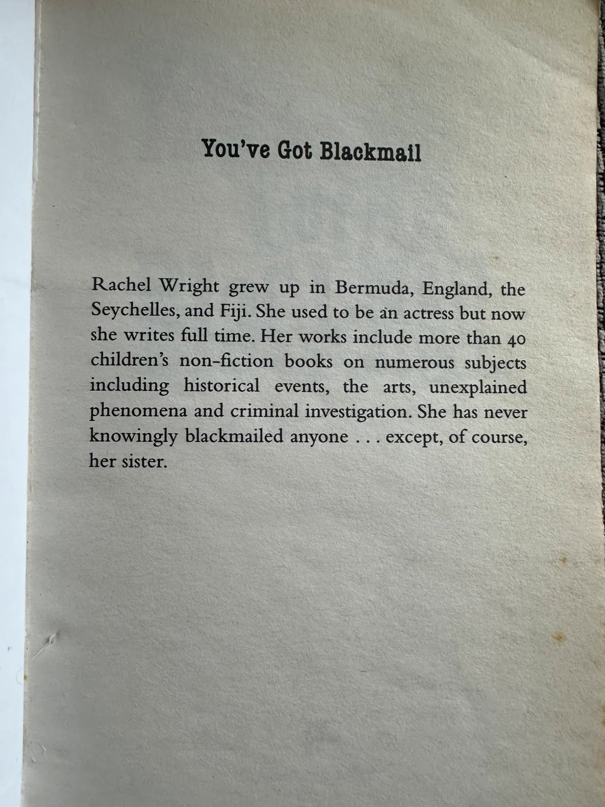 You've Got Blackmail - Rachel Wright