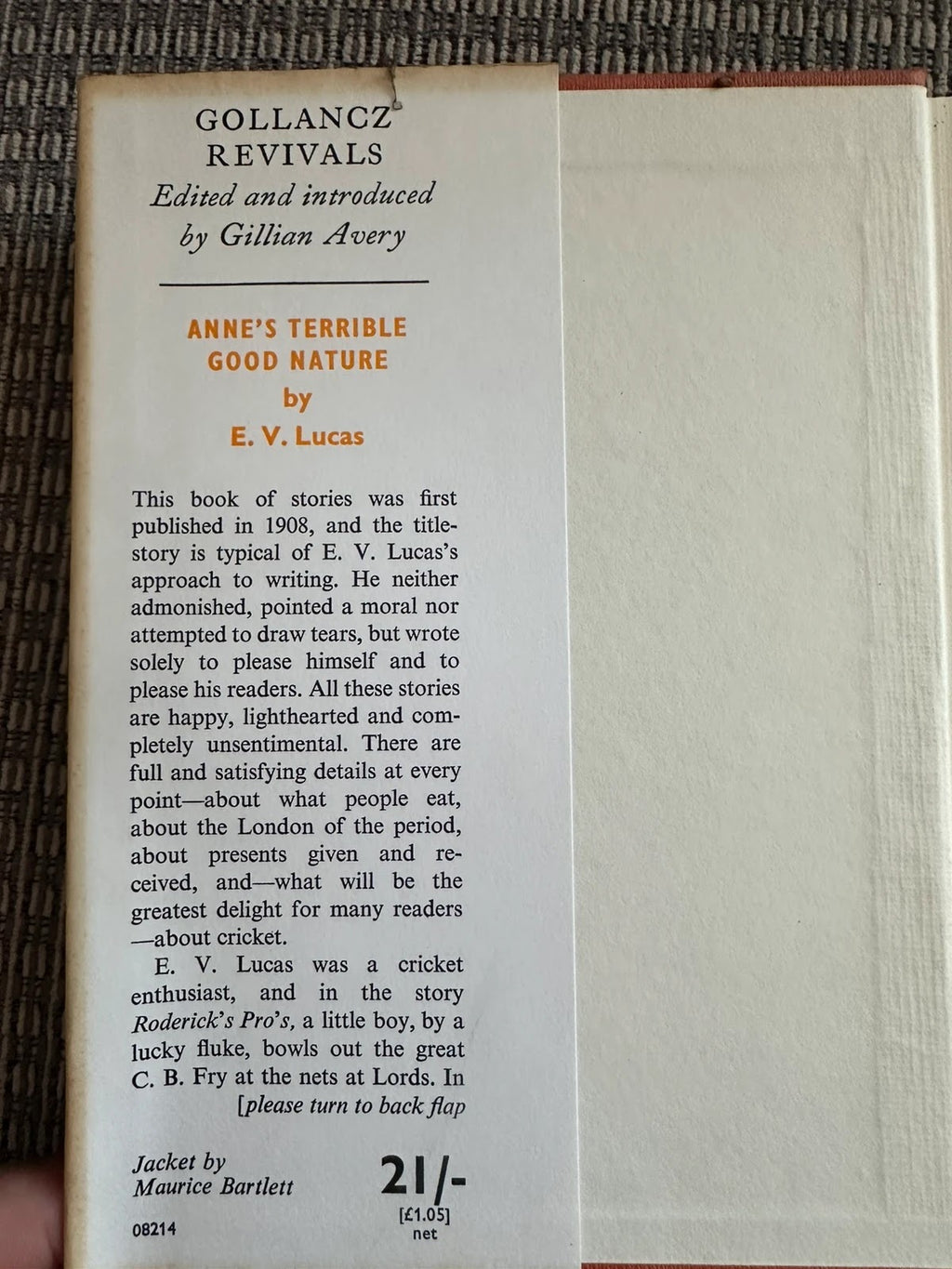 Vintage Anne’s Terrible Good Nature E V Lucas 1970 Hardback Gollancz