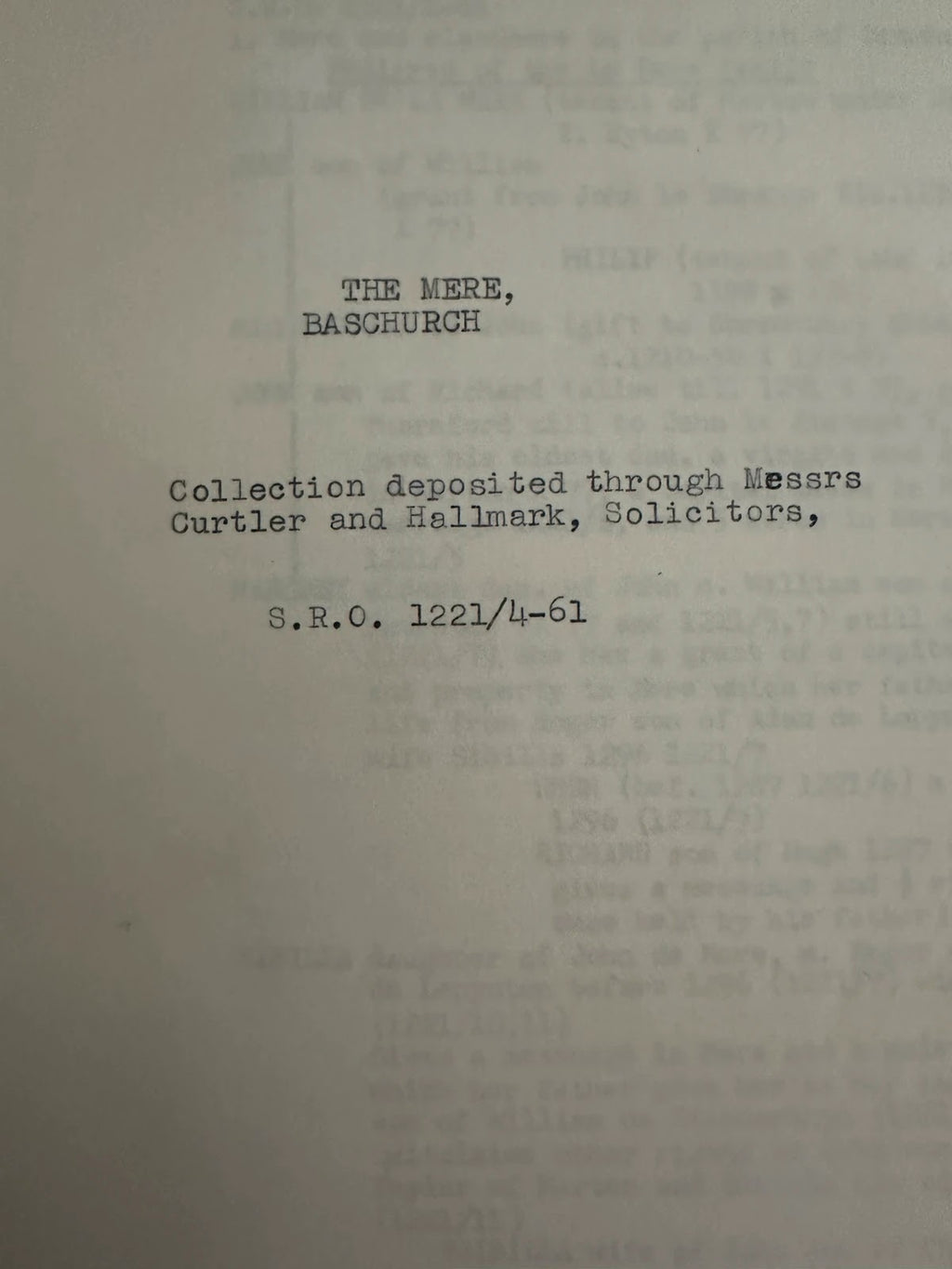 Vintage Shropshire Archive - The Mere Baschurch - Local History Genealogy