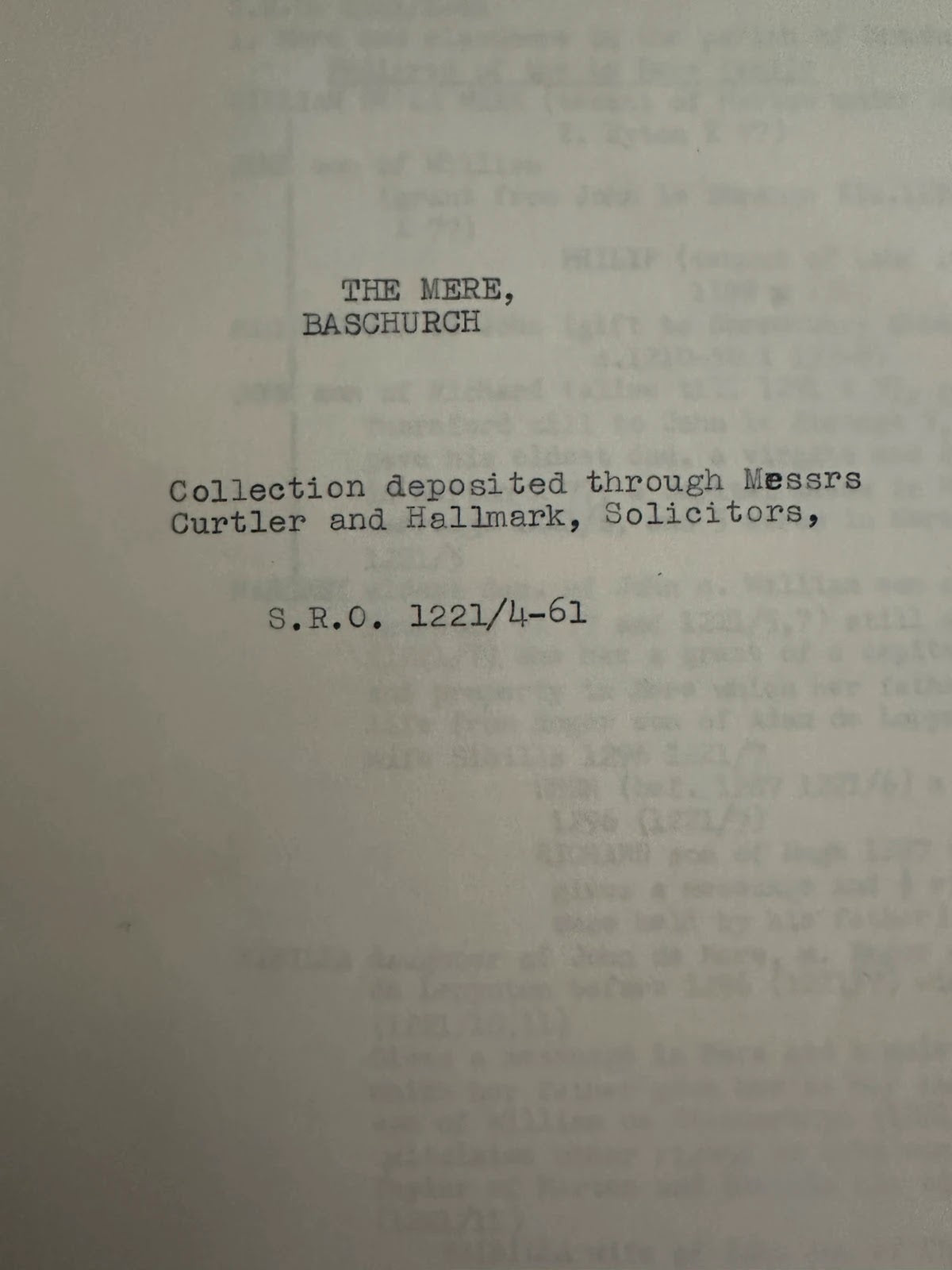 Vintage Shropshire Archive - The Mere Baschurch - Local History Genealogy