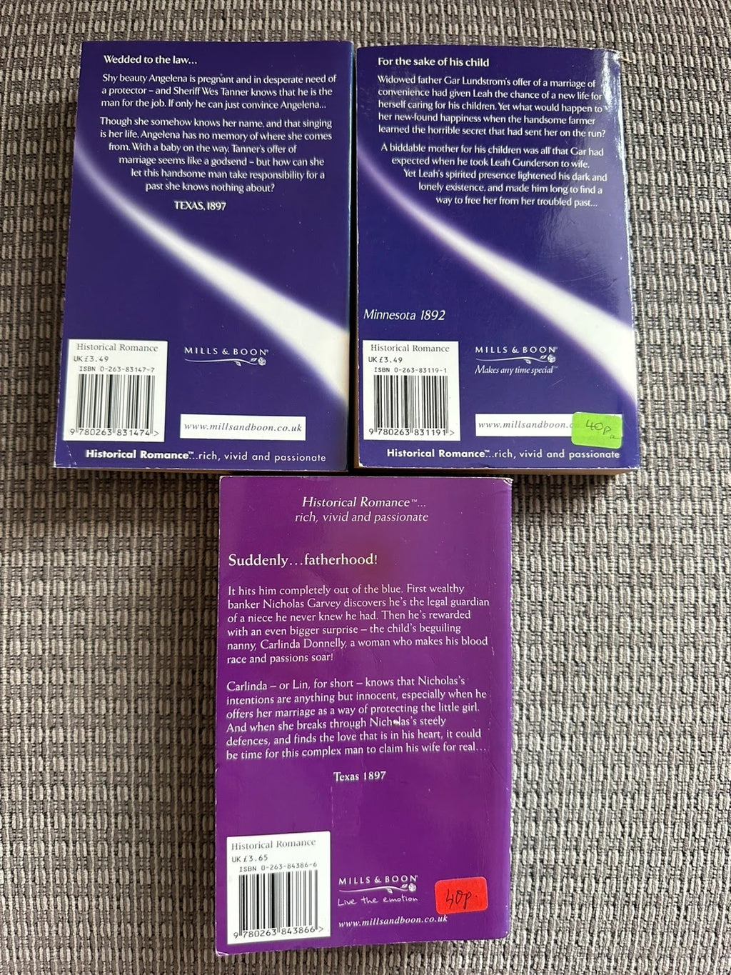 Carolyn Davidson Historical Romance Bundle x3 - Mills & Boon Paperbacks - Carolyn Davidson
