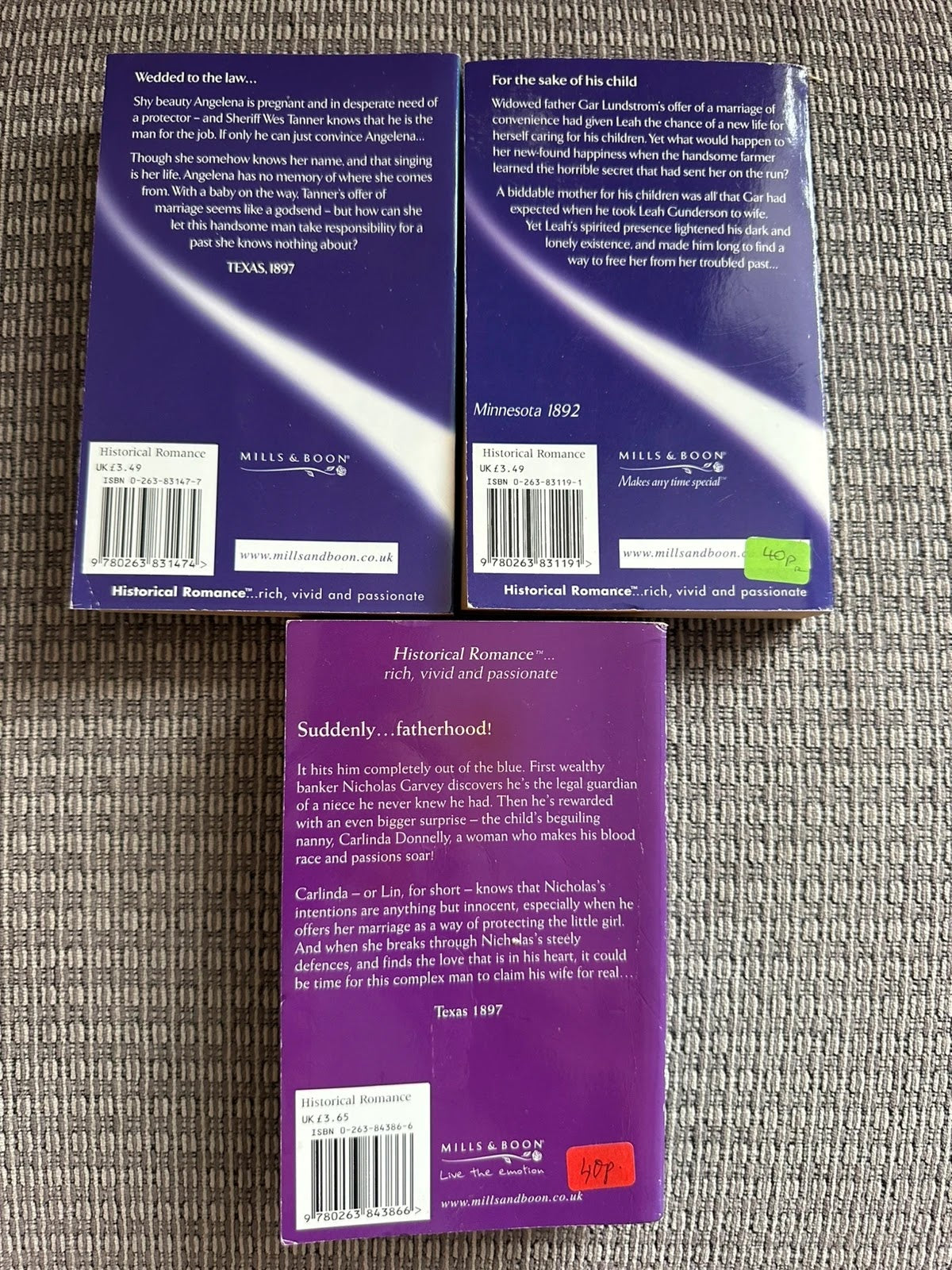 Carolyn Davidson Historical Romance Bundle x3 - Mills & Boon Paperbacks - Carolyn Davidson