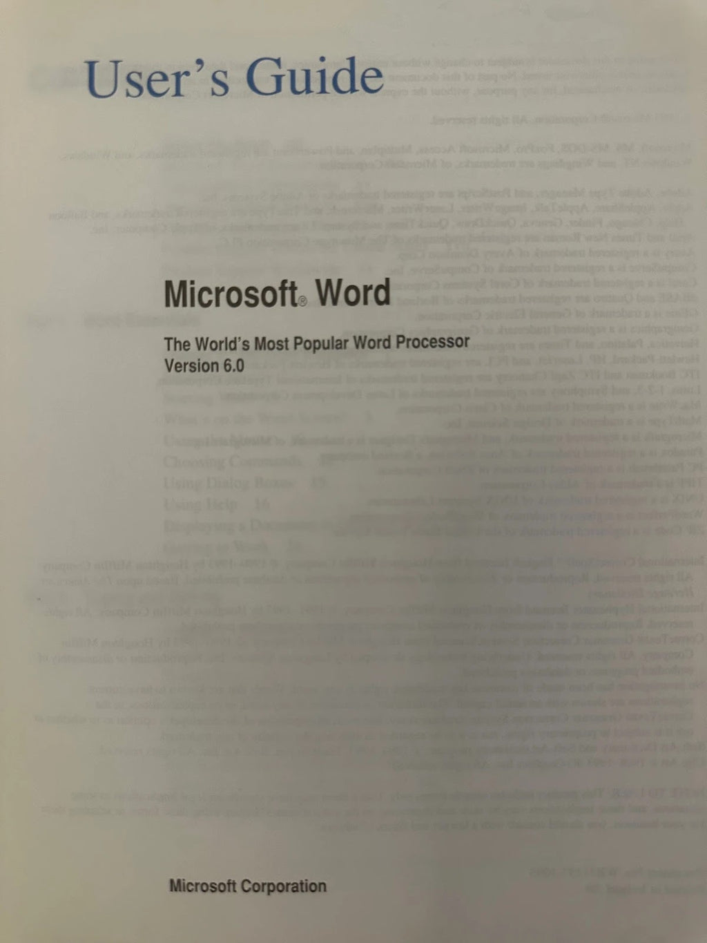 Microsoft Word User's Guide