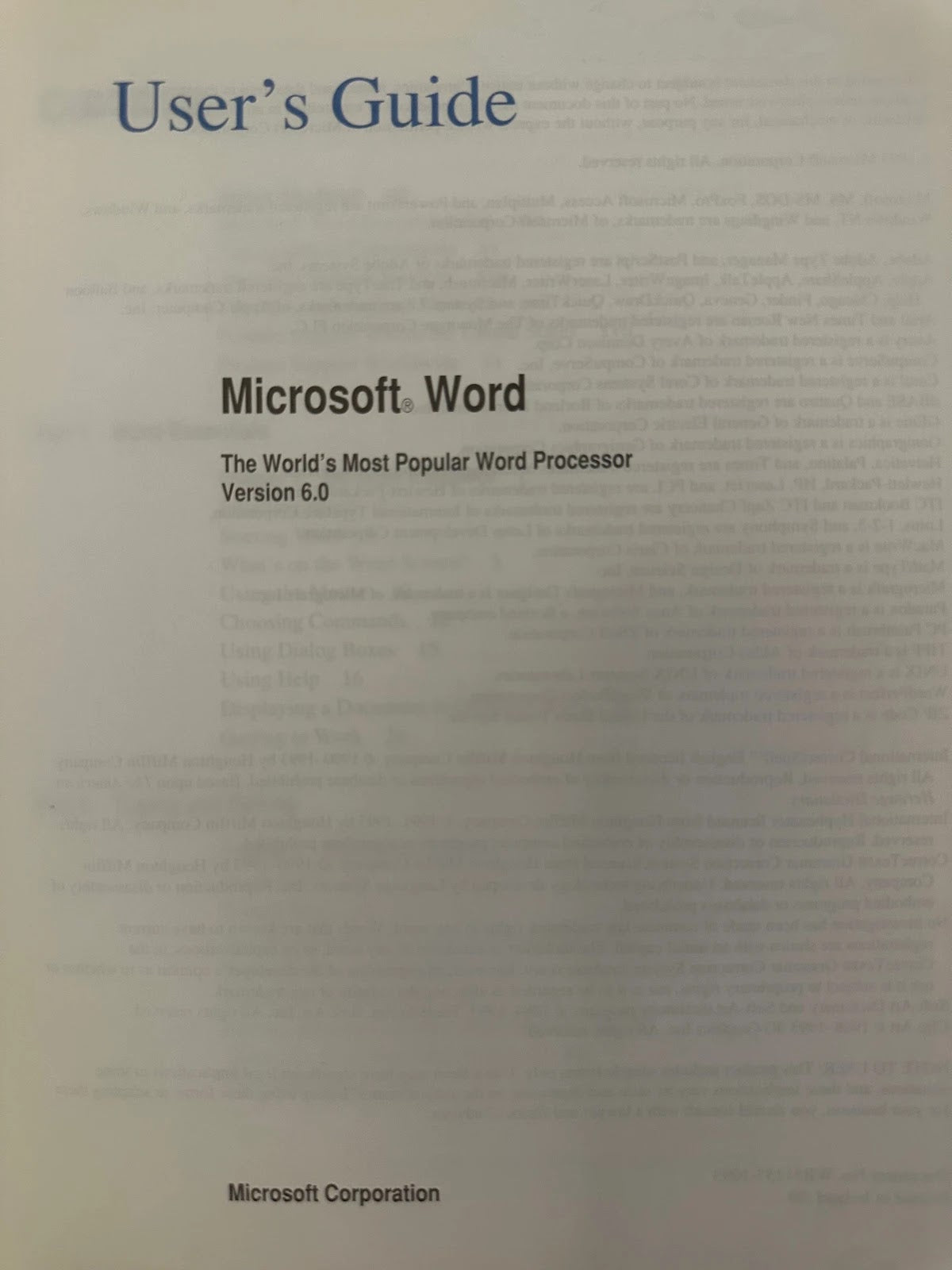 Microsoft Word User's Guide